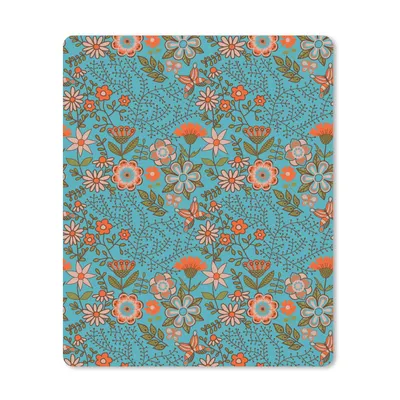 Produktbild von MuchoWow® Mauspad Mousepad Bohème - Blumen - Orange - Retro - Design 19x23 cm - Mousepads - Maus Mat - Pad - Mausunterlage - Mauspads - Spielen