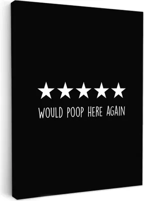 Produktbild von MuchoWow® - Leinwandbilder - Zitate - Würde hier wieder kacken - Humor - Schwarz - Sprichwort, Wandbild, Wanddeko Bilder Wohnzimmer, 60x80 cm