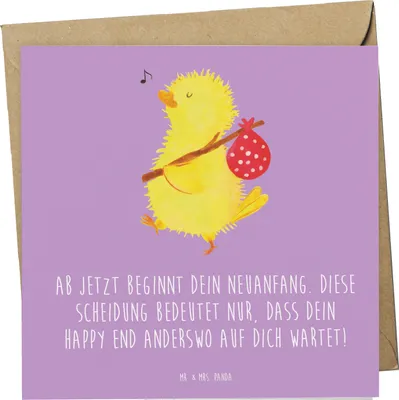 Produktbild von Mr. & Mrs. Panda Grußkarte Neuanfang Scheidung - Lavendeltraum - Geschenk, positiver Spruch, Herzlichkeit, Glückwunschkarte, Heirat, Klappkarte, handgefertigte Produkte