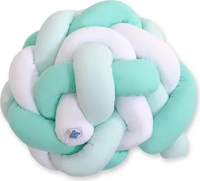 Produktbild von Flätad Schutzkissen für Babybett Weiß und Mintgrün Knot Pillow 180 cm