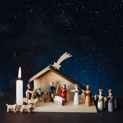 Produktbild von Weihnachtskrippe komplett (14-teilig)