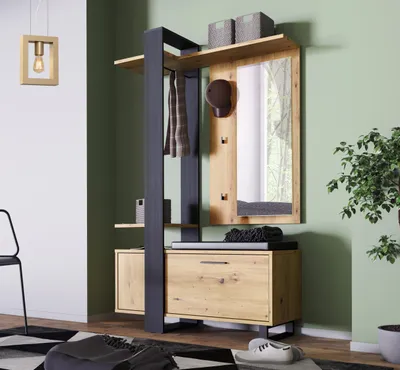 Produktbild von Kompaktgarderobe Minigarderobe Standgarderobe Garderobe Flurmöbel "Marousi I"