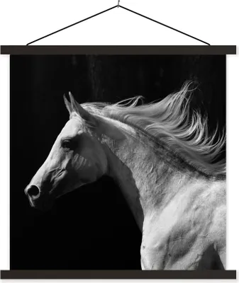 Produktbild von MuchoWow® Textilposter Pferde - Tiere - Porträt 90x90 cm mit schwarzem Rahmen - Magnetisches
