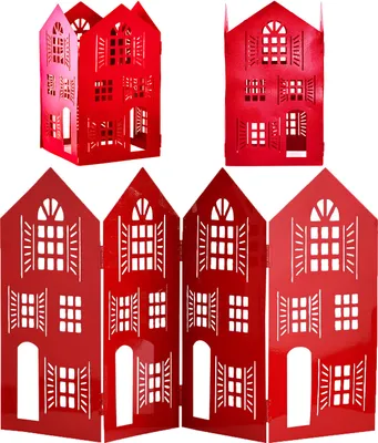 Produktbild von Häuserzeile Aufsteller Lichthaus Weihnachtsdeko Dobli Rot