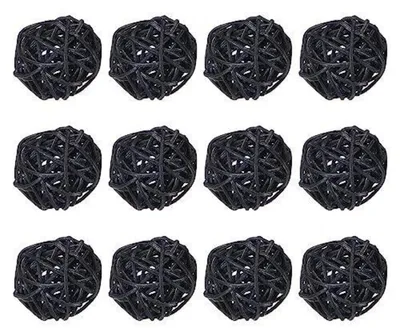 Immagine prodotto di Dekokugeln in rattan, 12 pezzi, colore nero, diametro 3 cm, ideali per decorare vasi e come giocattoli per uccelli