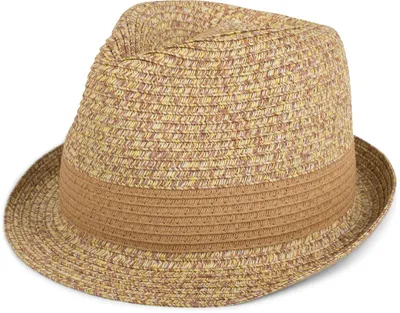 Produktbild von styleBREAKER klassischer Trilby Hut in Melange Optik mit Krempe, Papierhut, Strohhut, Uni 04025018