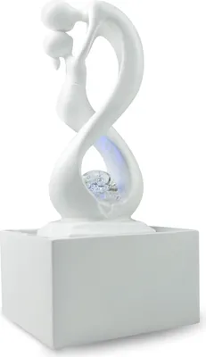 Produktbild von Moderner Zimmerbrunnen mit LED-Licht - ideal zur Entspannung - 1 Stück - weiß - Kunststoff - 31 cm