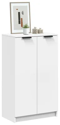 Image de Meuble à chaussures – Étagère à chaussures – Rangement à chaussures blanc avec un design moderne en bois et un grand espace de rangement, dimensions : 59 x 35 x 100 cm