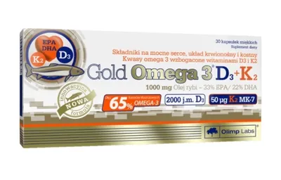 Obrázek produktu pro Olimp, Gold Omega 3 D3 + K2, 30 kapsułek