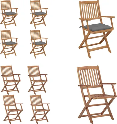 Immagine prodotto di vidaXL Sedie da giardino pieghevoli 4 pezzi con cuscino in legno massiccio di acacia - sedia da giardino - sedie da giardino - poltrona da giardino - sedia pieghevole