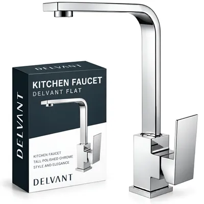 Zdjęcie produktu dla Bateria kuchenna stojąca wysoka nablatowa obrotowa DELVANT FLAT chrom