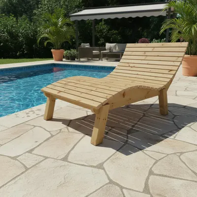 Produktbild von Gartenliege Relaxliege "Liege-Franzi" (Zirbe) Breite 120cm Einstiegshöhe 50cm mit Füßen