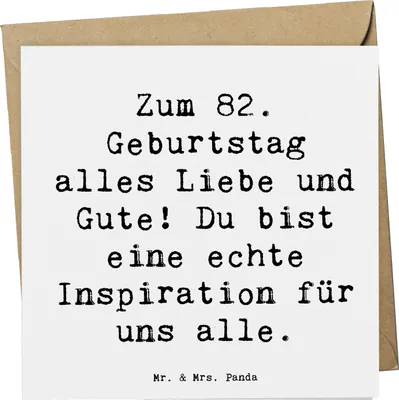 Produktbild von Mr. & Mrs. Panda Klappkarte Spruch 82. Geburtstag - Weiß - Geschenk, einzigartig, Glückwunsch, doppelkarte, besonders, Grußkarte, Happy Birthday, faltkarte, anlasskarte