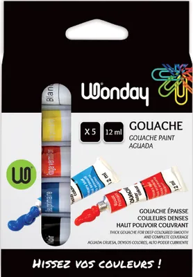 Immagine prodotto di Wonday APN400192 Wonday colore a guazzo 12 ml, colori assortiti, confezione da 12 pezzi