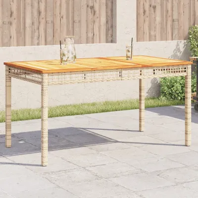 Produktbild von Gartentisch Beige 140x80x75 cm Poly Rattan Akazienholz - Gartentische 366278