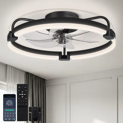 Imagen del producto de Ventilador de techo con luz - - 50 cm - 6 velocidades - Control mediante aplicación - Para uso en interiores