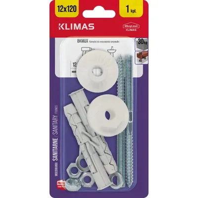 Immagine prodotto di Set di fissaggio WKRET per lavabo, 10 pezzi, M8 x 120 mm – Fissaggio per lavabo con tasselli 12x80 mm
