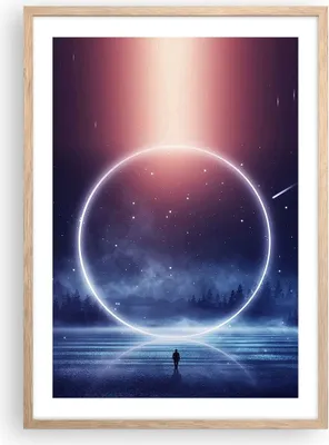 Produktbild von Gerahmtes Poster - Rahmen in heller Eiche - Fantasie Ring Kosmos - 50x70 cm - Wand Bild - Wanddeko - Wandbilder - Kunstposter - Wandposter - Bilderrahmen - Bilder - Kunstdruck - P2NPA50x70-4664