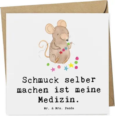 Produktbild von Mr. & Mrs. Panda Grußkarte Maus Schmuck selber machen - Weiß - Geschenk, doppelkarte, DIY, Klappkarte, Basteln, anlasskarte, Glückwunschkarte, faltkarte