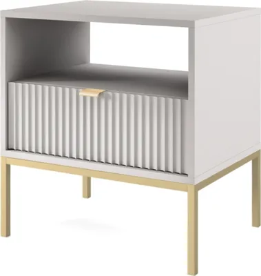 Obrázek produktu pro Noční stolek se 2 zásuvkami, barva šedá, zlatý rám, rozměry: 54 x 56 x 39 cm - elegantní úložný prostor