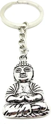 Produktbild von Onwomania Schlüsselanhänger Mönsch Buddha Silber Metall Anhänger Charm