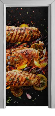 Produktbild von Tür Selbstklebende 90x210 cm Türfolie Türtapete Klebefolie - Grill Huhn