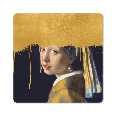 Produktbild von MuchoWow® Mauspad Mousepad Mädchen mit einem Perlenohrring - Gold - Vermeer 20x20 cm - Mousepads - Maus Mat - Pad - Mausunterlage - Desk Mat - Bureauartikeln