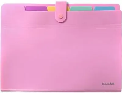 Produktbild von Biurfol Dokumentenmappe A4 aus PP mit Druckknopfverschluss, 5 Fächern, rosa