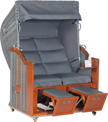 Produktbild von Sonnenpartner Classic 2-Sitzer Duo-Style Strandkorb Halbliegemodell onix/charcoal