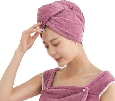 Produktbild von 2 Stück Mikrofaser-Haarhandtuch-Wickel für Damen, Badezimmerhauben