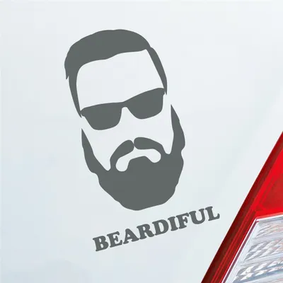 Produktbild von Auto Aufkleber Beardiful Beard Bart Schön Cool Sexy Car 10x16 cm Grau Sticker Heckscheibenaufkleber