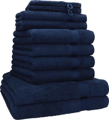 Produktbild von Betz 10-tlg. Handtuch-Set PREMIUM 2 Duschtücher 4 Handtücher 2 Gästetücher 2 Waschhandschuhe  Farbe: dunkelblau