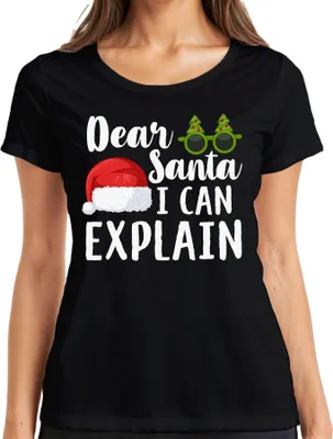 Produktbild von Dear Santa I Can Explain Weihnachtsspruch - Weihnachten Weihnachtsgeschenk Christmas Damen T-Shirt, Schwarz, S