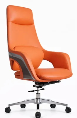 Obrázok produktu pre Ergonomické riaditeľské kreslo s oranžovou kožou a nastaviteľnou výškou