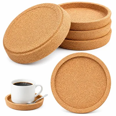 Holzuntersetzer 5 Stück, rund, 10 cm, natürliche Tischsets