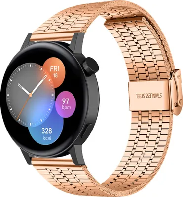 Produktbild von Strap-it Stahlarmband - Kompatibel mit Huawei Watch GT 3Armband 42mmEdelstahl Huawei watch strap Armband mit klappschließe für 20mmArmband Rosa Gold