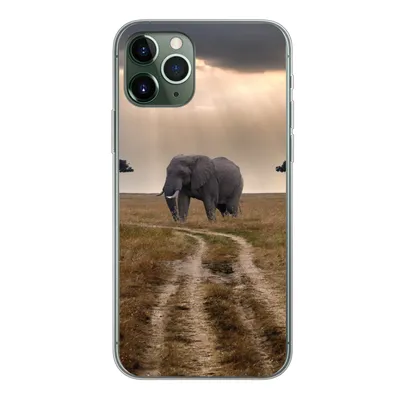 Produktbild von MuchoWow® Handyhülle Schutzhülle Hülle für iPhone 11 Pro Elefant - Tiere - Wiese - Sonne Silikon Softcase Handy Hülle - Handy