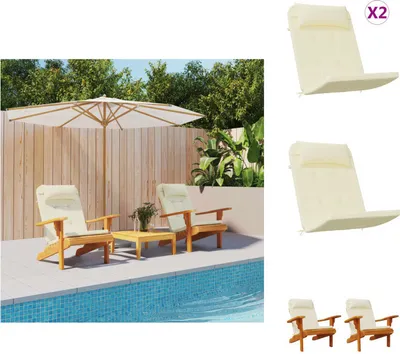 Image de vidaXL Coussins Adirondack, lot de 2, tissu Oxford crème - Coussins d'assise