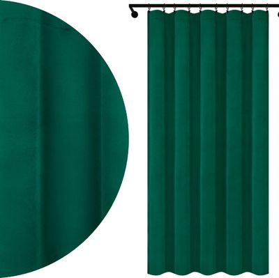 Voppi Zasłona zielona welurowa z uniwersalną taśmą marszczącą 140 x 240 cm zasłona z półzaciemniającego weluru o gramaturze 220 g/m2