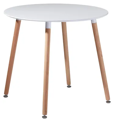 Produktbild von Esstisch MDF Rund 80x80x72cm Weiß mit 4 Buchenholzbeinen
