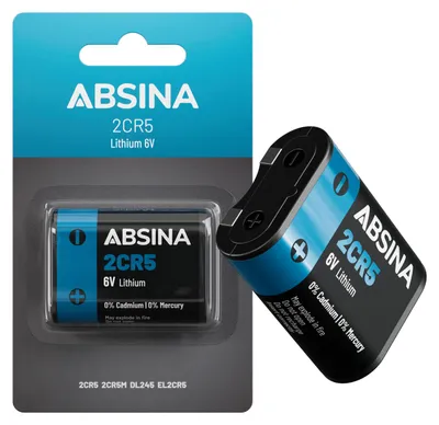 Produktbild von ABSINA 2CR5 Batterien 6V Lithium - 2 CR 5 Batterie - 1er Pack 2CR5 6V Lithium Batterie mit langer Haltbarkeit