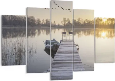 Produktbild von Bild auf Leinwand - Leinwandbild - 5 Teile - Brücke Westen die Sonne - 150x100cm - Wand Bild - Wanddeko - Wandbilder - Leinwanddruck - Bilder - Wanddekoration - Leinwand bilder - EA150x100-4197