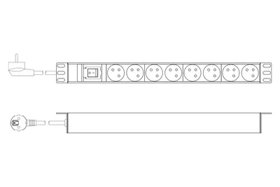 Produktbild von DIGITUS PDU 1U    8xCEE7/5      Ausgänge 230V/16A schwarz