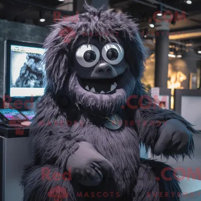 Produktbild von Schwarzes REDBROKOLY Yeti-Maskottchenkostüm mit Minikleid und Brille