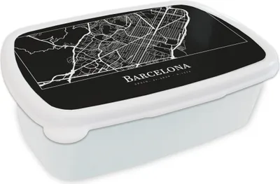Produktbild von KitchenYeah® Lunchbox Brotzeit Brotdose 17x11 cm Stadtplan - Barcelona - Karte Kinder Brotzeitdose - Lunch Box - Kinder - Sandwich-Box - Schulbox - Lunch Boxen
