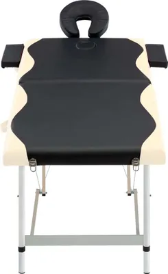 Produktbild von vidaXL Massageliege Klappbar 2-Zonen Aluminiumgestell Schwarz Beige