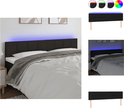 Produktbild von vidaXL LED Kopfteil Schwarz 200x5x78/88 cm Stoff -  Kopf- & Fußenden