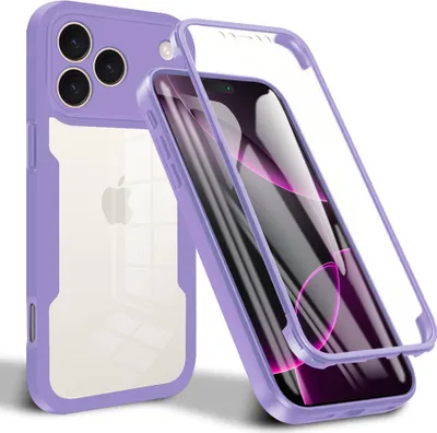 Obrázek produktu pro Pouzdro pro iPhone 17 Pro Max, 360° Kompletní Ochrana s Vestavěným Chráničem Displeje Fialová