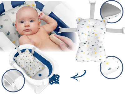 Obrázek produktu pro Wanienka składana dla dzieci, niemowląt z wkładką Ricokids RK-286 biało-niebieska