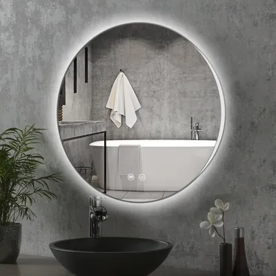 Produktbild von SensaHome – Runder Badezimmerspiegel ohne Rahmen mit LED-Beleuchtung – dimmbar – Anti-Kondensation – Warm-/Neutral-/Kaltweiß – 70cm